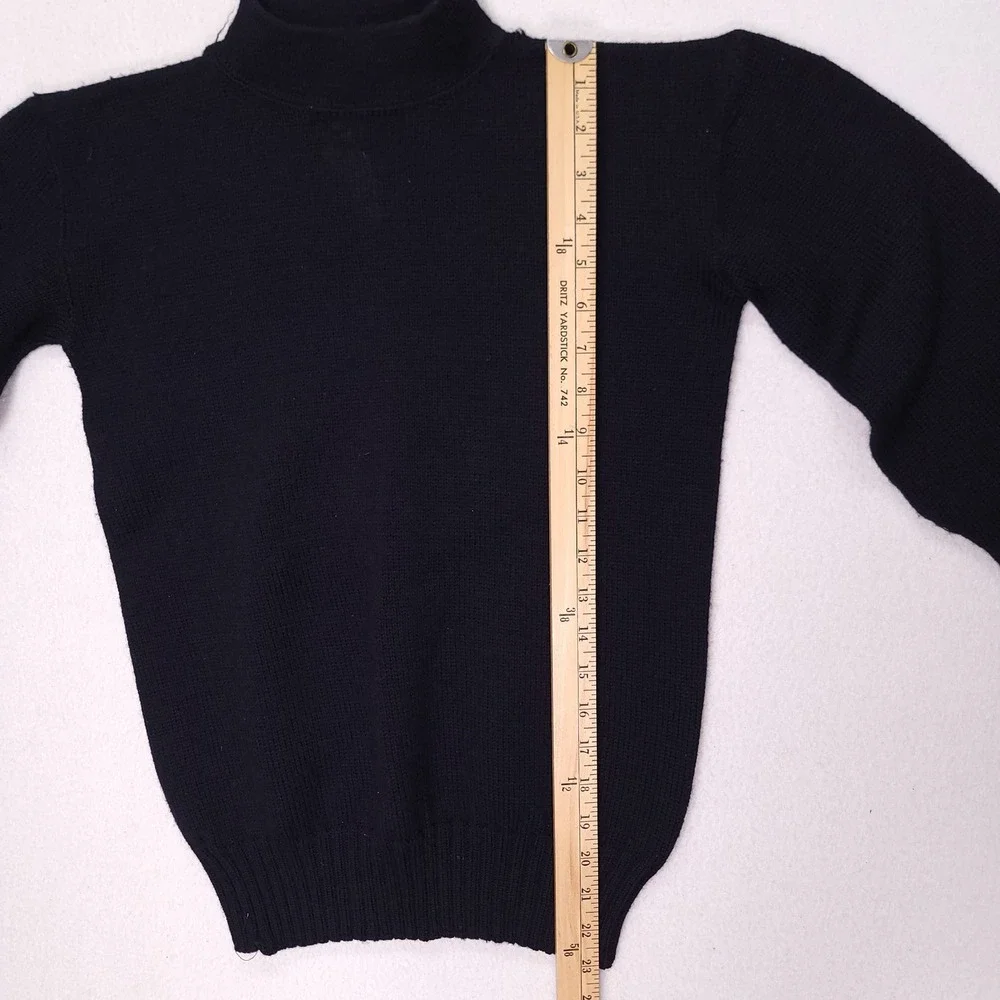 Vintage US Navy Wool Mock Neck Sweater Navy Blue Military Issue Knit 0584